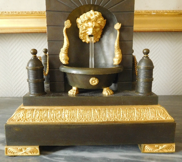 Empire ormolu & patinated bronze fountain clock - France early 19th century circa 1815-1820