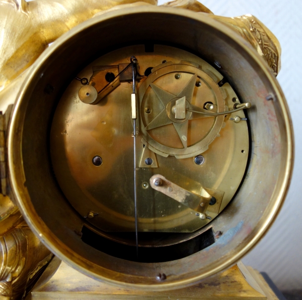 Louis XV ormolu clock, allegory of study and time signed Lepeaute, clock maker of the king - 18th century