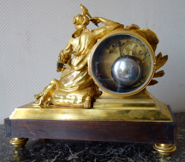 Louis XV ormolu clock, allegory of study and time signed Lepeaute, clock maker of the king - 18th century