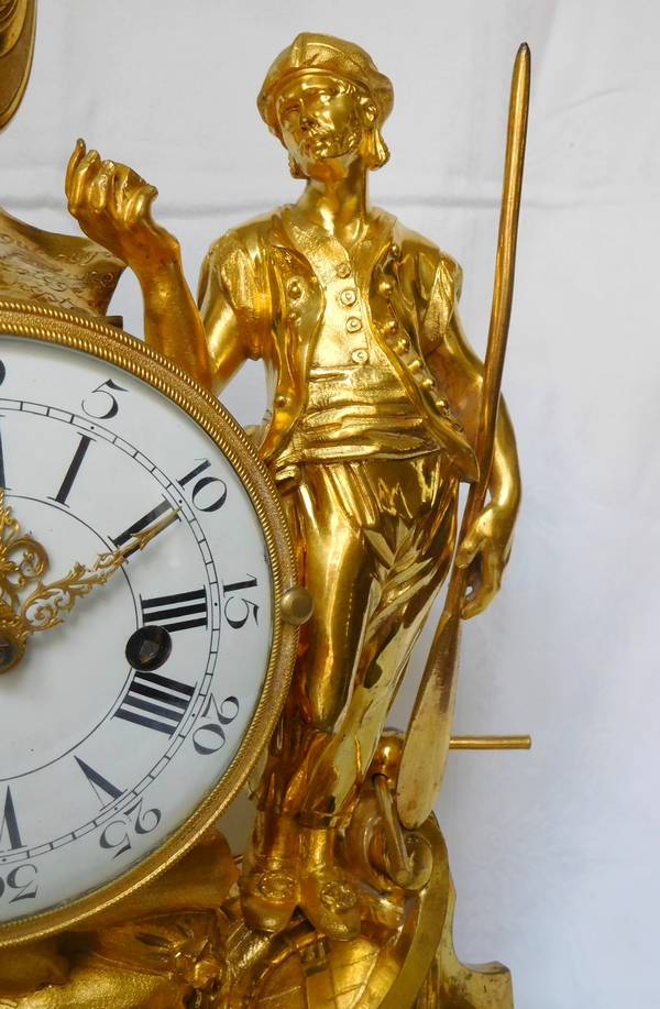 Shipping trade allegory clock, ormolu bronze and marble - Louis XV period circa 1770