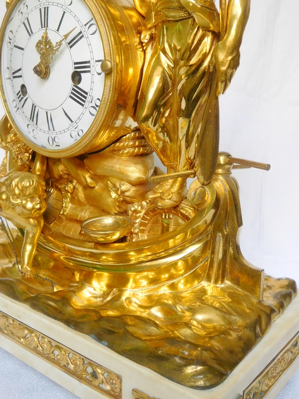 Shipping trade allegory clock, ormolu bronze and marble - Louis XV period circa 1770