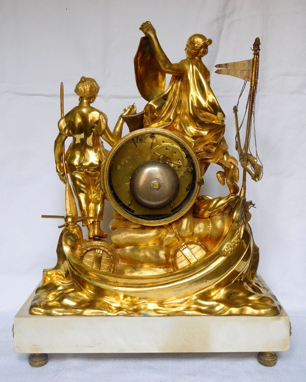 Shipping trade allegory clock, ormolu bronze and marble - Louis XV period circa 1770