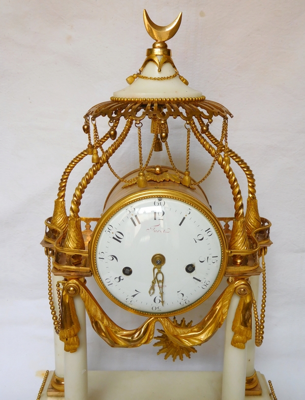 18th century so-called a la Turque clock by Furet, Louis XV - Louis XVI period, ormolu & marble