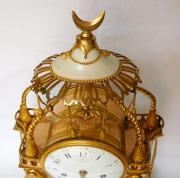 18th century so-called a la Turque clock by Furet, Louis XV - Louis XVI period, ormolu & marble