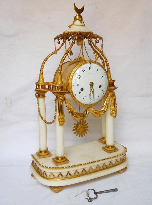 18th century so-called a la Turque clock by Furet, Louis XV - Louis XVI period, ormolu & marble