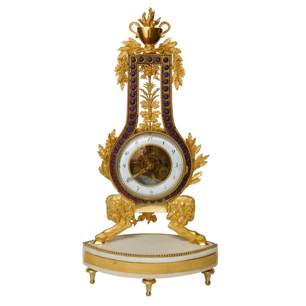 Lyre-shaped ormolu and marble clock - Directoire period, late 18th century circa 1795-1800