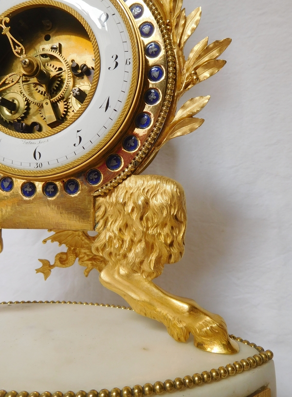 Lyre-shaped ormolu and marble clock - Directoire period, late 18th century circa 1795-1800