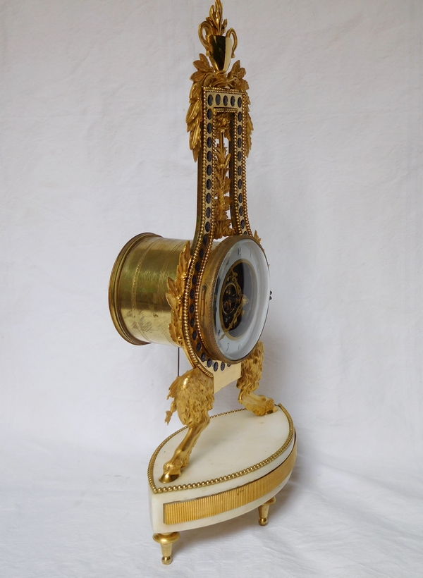 Lyre-shaped ormolu and marble clock - Directoire period, late 18th century circa 1795-1800