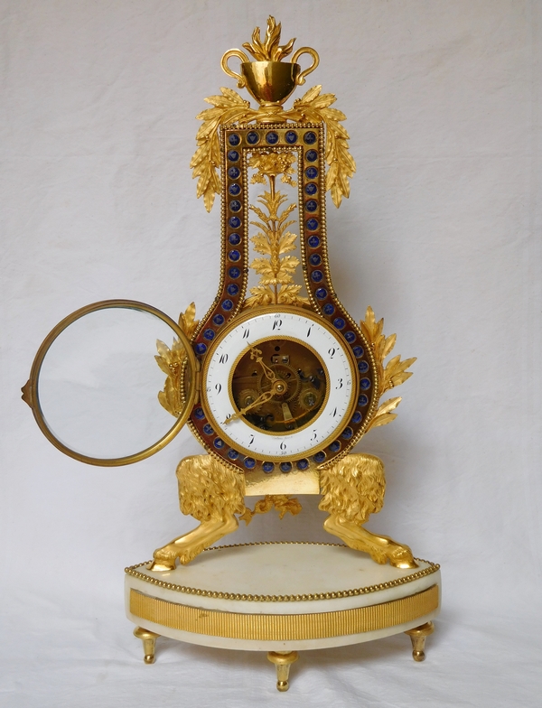 Lyre-shaped ormolu and marble clock - Directoire period, late 18th century circa 1795-1800