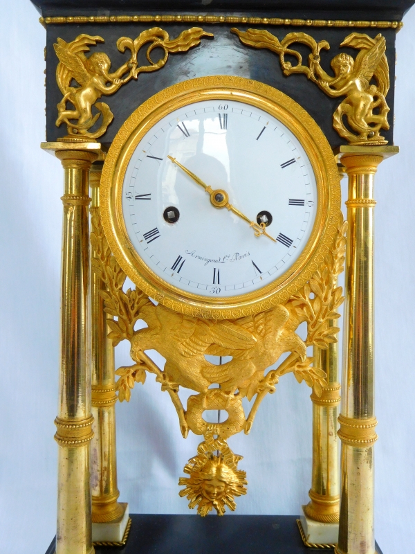 Portico-shaped marble and ormolu clock, early 19th century circa 1800 - 1805