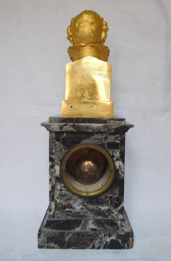 Ormolu and marble royalist clock showing Henri IV's bust, early 19th century