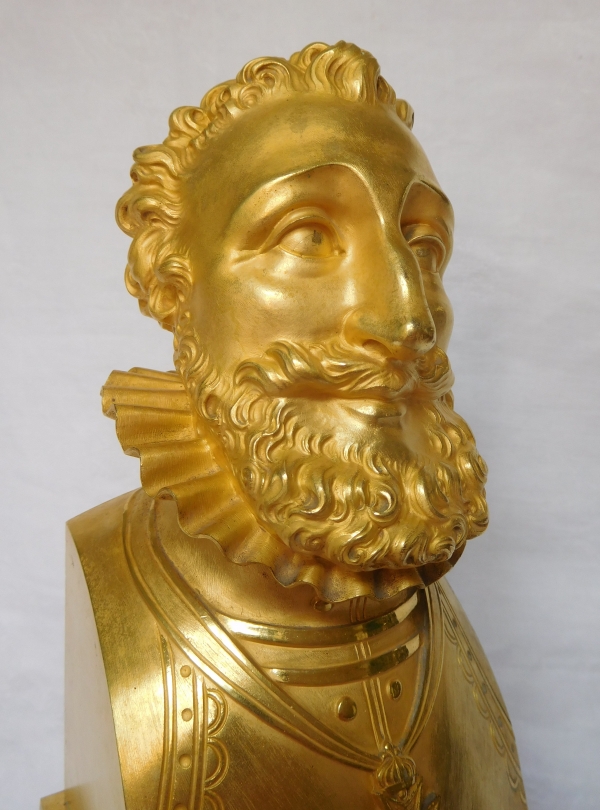 Ormolu and marble royalist clock showing Henri IV's bust, early 19th century