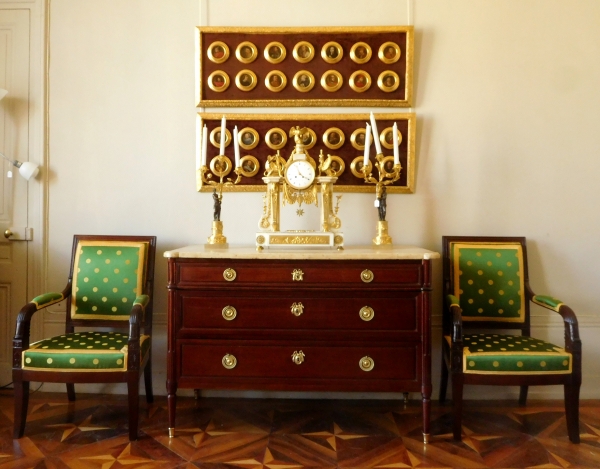 Tall ormolu and marble Consulate / Empire clock, 19th century - 63cm