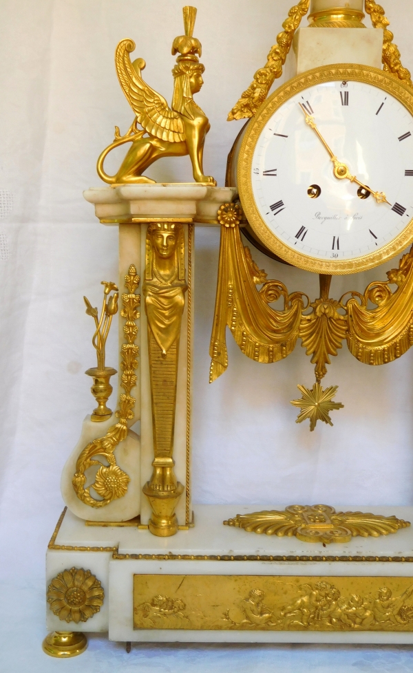 Tall ormolu and marble Consulate / Empire clock, 19th century - 63cm