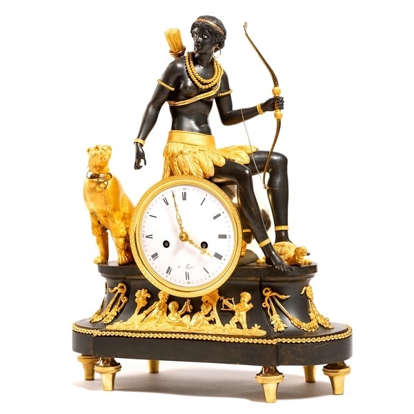 Great pendulum / clock, so-called au negre, allegory of Africa, late 18th century / 1800