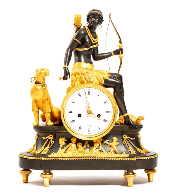 Great pendulum / clock, so-called au negre, allegory of Africa, late 18th century / 1800