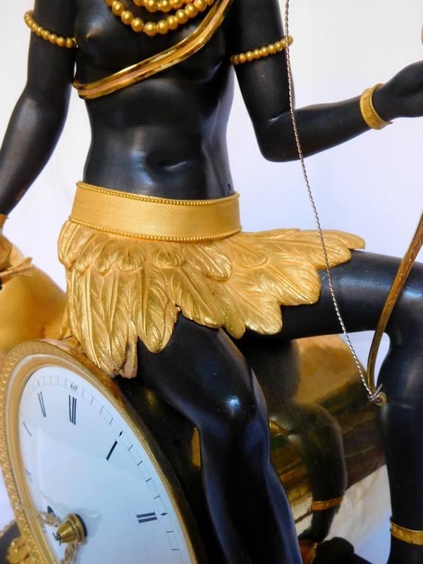 Great pendulum / clock, so-called au negre, allegory of Africa, late 18th century / 1800