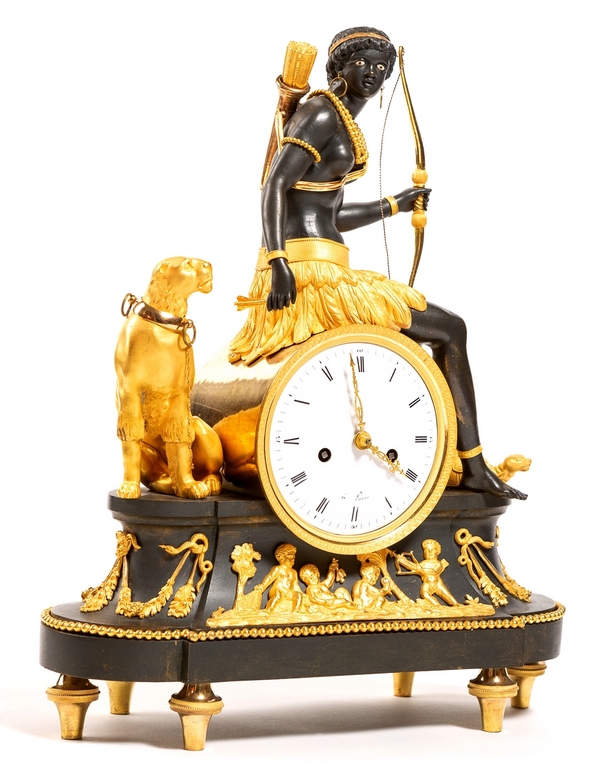 Great pendulum / clock, so-called au negre, allegory of Africa, late 18th century / 1800