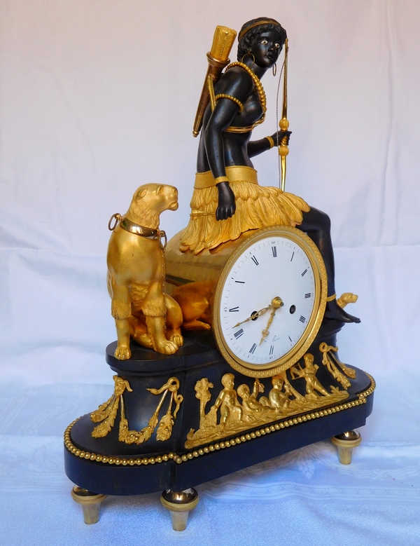 Great pendulum / clock, so-called au negre, allegory of Africa, late 18th century / 1800