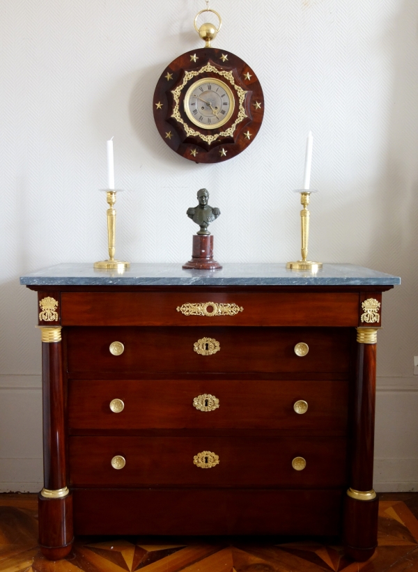 Rare Empire mahogany and ormolu decorative clock, early 19th century