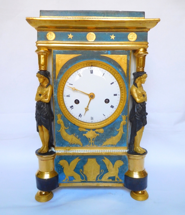 Porcelain clock attibuted to Dagoty, Consulate period circa 1800-1805