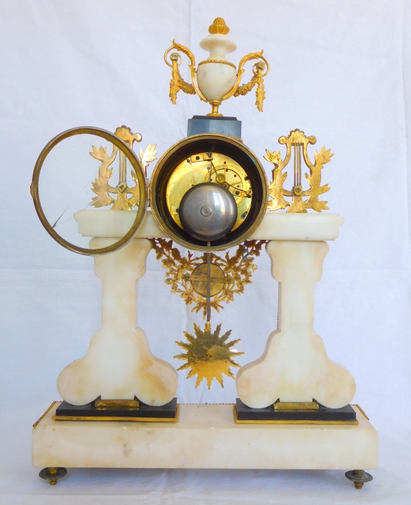 Large Louis XVI marble, ormolu and Wedgwood biscuit clock, late 18th century