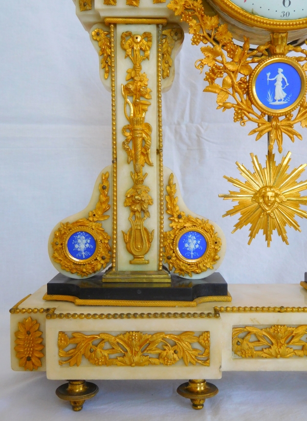 Large Louis XVI marble, ormolu and Wedgwood biscuit clock, late 18th century