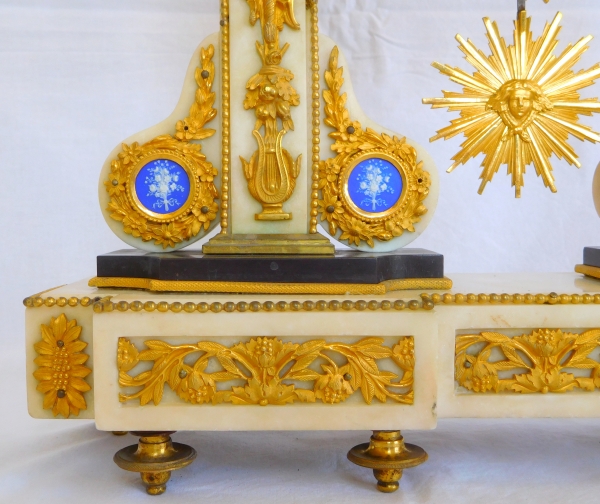 Large Louis XVI marble, ormolu and Wedgwood biscuit clock, late 18th century