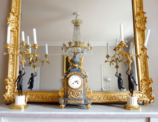 Louis XVI style ormolu and blue marble clock, 19th century