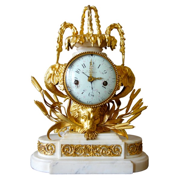 Ormolu and white marble fountain-shaped clock, 18th century