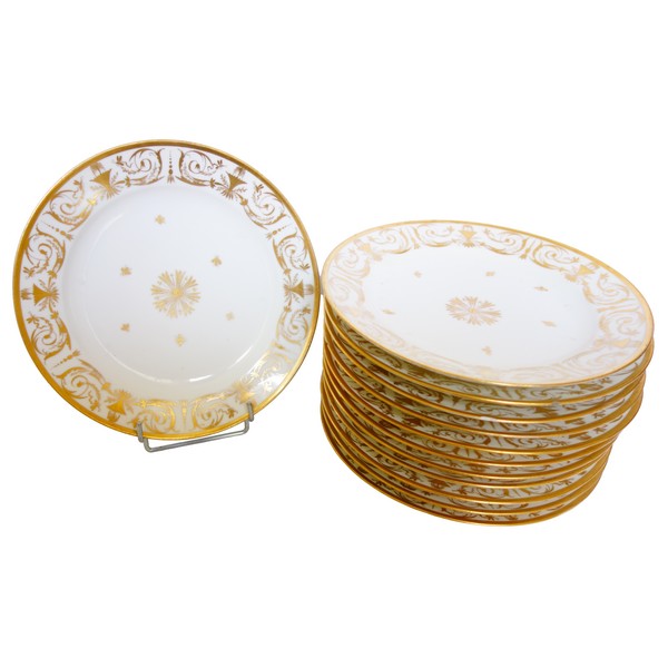 12 assiettes Empire porcelaine