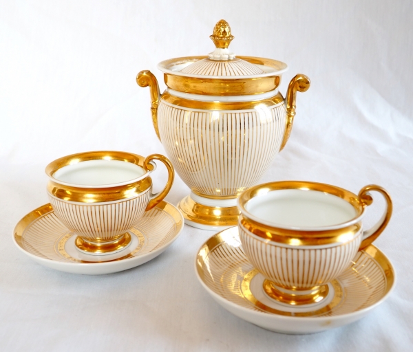 Schoelcher Manufacture : set of 12 Paris porcelain Empire tea cups or coffee cups - 19th century