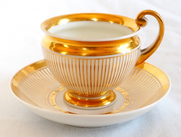 Schoelcher Manufacture : set of 12 Paris porcelain Empire tea cups or coffee cups - 19th century