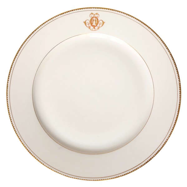 Porcelaine de Sèvres S58 (année 1858) : service de 24 assiettes dorées, signées, époque XIXe