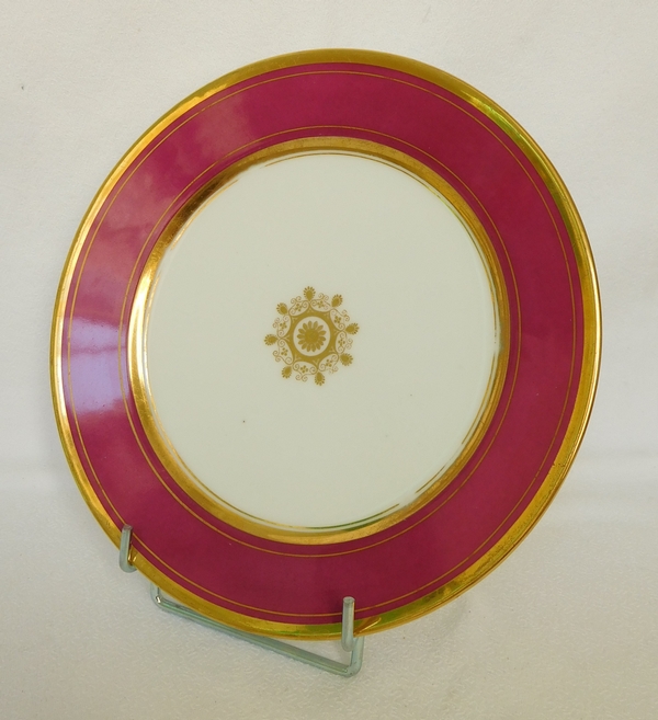 Service à dessert : 12 assiettes et 3 compotiers en porcelaine de Paris, époque Restauration