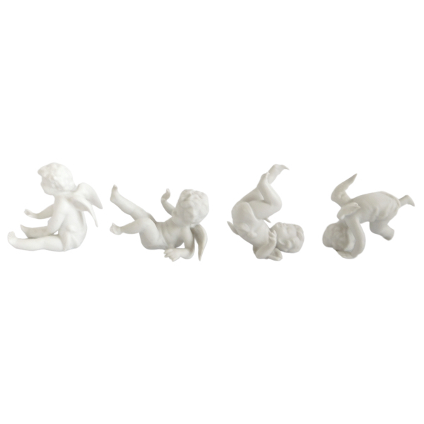 4 biscuit putti somersaulting, Louis XVI style, 19th century production