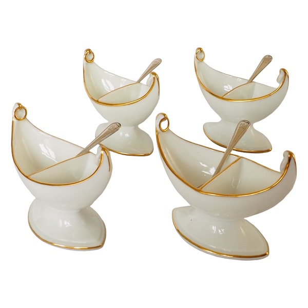 Nast : set of 4 Empire Paris porcelain salt cellars - early 19th century