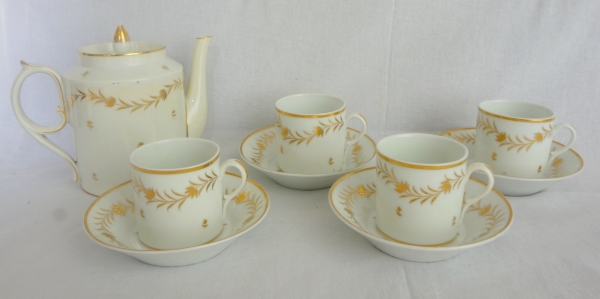 Niderviller : porcelain coffee set - 4 coffee cups - signed