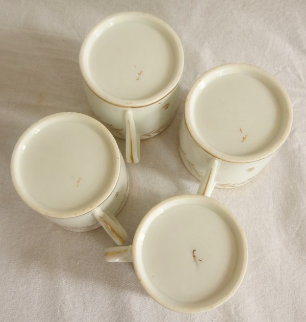 Niderviller : service à café en porcelaine de 4 tasses litron - signées