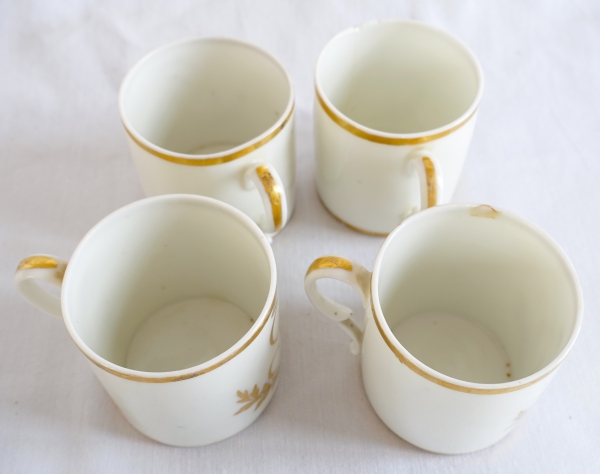 Suite de 4 tasses à café litron à monogrammes d'époque Directoire vers 1800