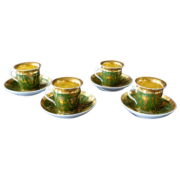 Safronov Manufacture - Moscow : 4 porcelain coffee cups, 19th century 