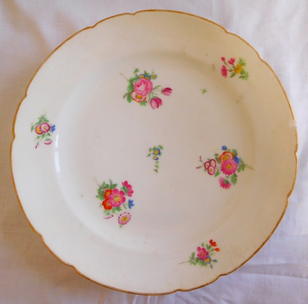 Set of 6 porcelain plates, Louis XVI period, manufacture de Clignancourt