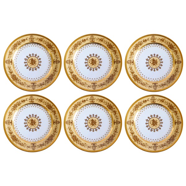 6 Empire porcelain table plates, Schoelcher manufacture, early 19th century