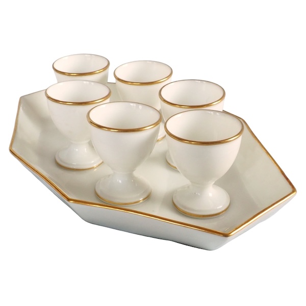 Nast : set of 6 Empire Paris porcelain egg cups - early 19th century