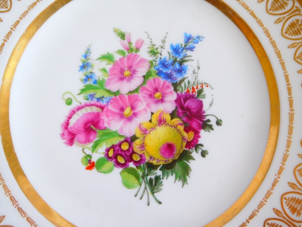 Early 19th century Paris polychrome and gilt porcelain plate, Charles X period circa 1820