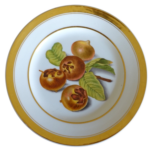 Darte Palais Royal N°21 - Empire porcelain plate decorated with medlars - signed