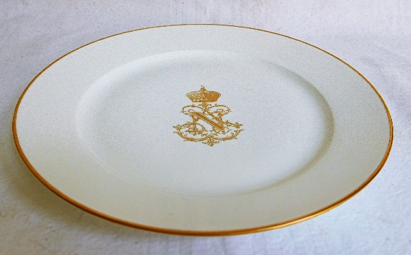 Sevres porcelain S54 - gilt plate, Napoleon III 's monogram