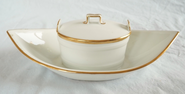 Nast : Empire porcelain butter dish enhanced with fine gold - early 19th century