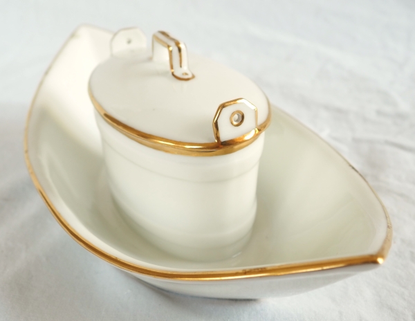 Nast : Empire porcelain butter dish enhanced with fine gold - early 19th century