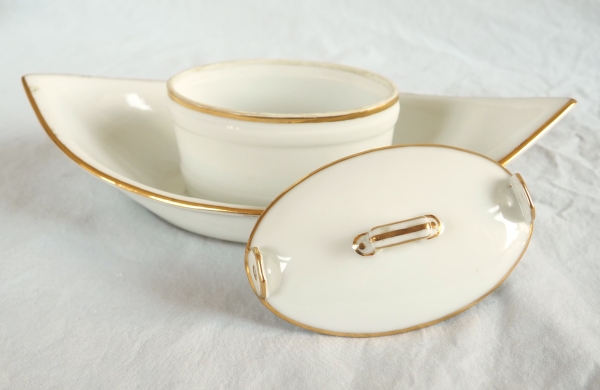 Nast : Empire porcelain butter dish enhanced with fine gold - early 19th century